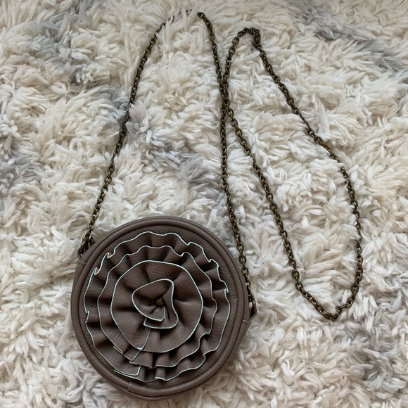 Mud Pie Brown Leather Crossbody Purse Chain Strap - Picture 2 of 8